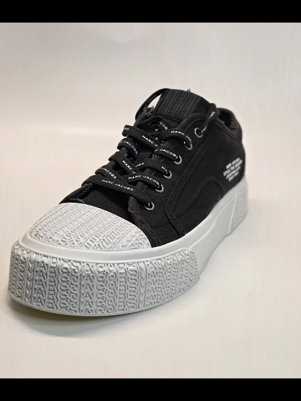 Marc Jacobs Black White  Canvas Sneakers  Lace Up Designer Shoes Men's 43 US 10